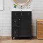 Transitional Bathroom Vanity Cabinet with Ceramic Sink, 24-Inch, Black, Solid...