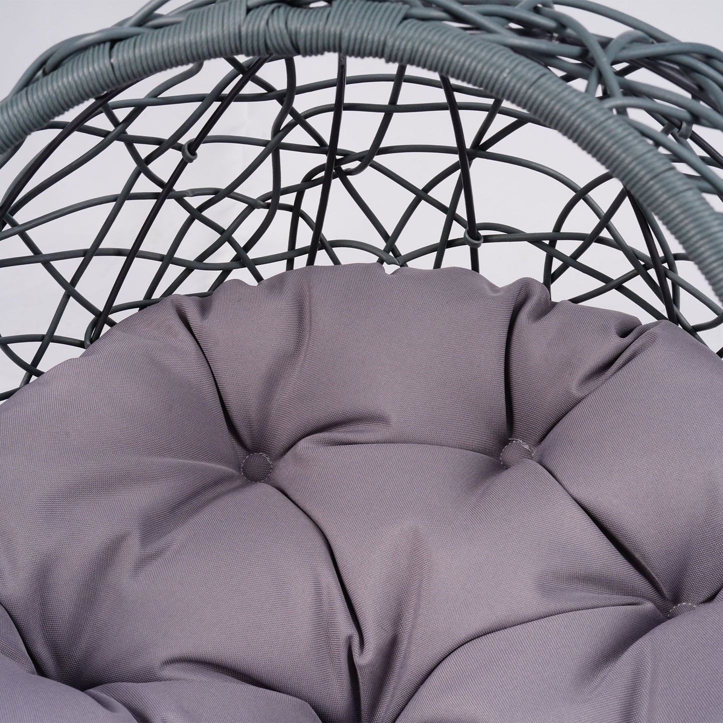 Cat Swing Bed with Stand and Cushion, Rattan Wicker Egg Chair Style, Gray