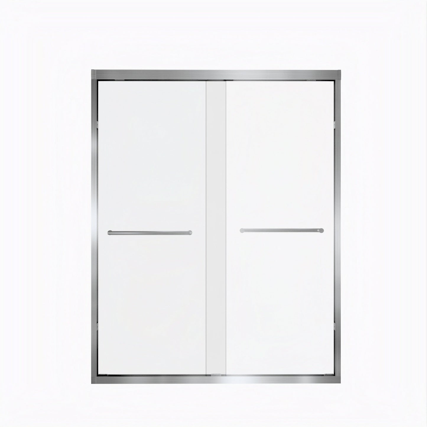 56-60in x 72in Aluminum Frame Double Sliding Shower Door, Brushed Nickel, 6mm