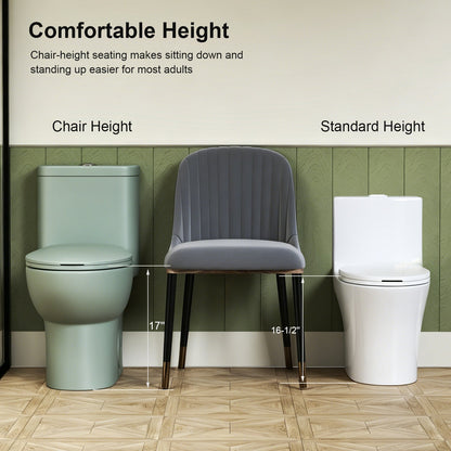 1.1/1.6 GPF Tornado Flush One-Piece Toilet ADA Height 17in, Dual Flush, Green