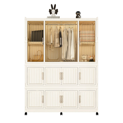 Wardrobe Closet Organizer PP Creamy White 12-Cube Hanging Rod 48x62.2 In