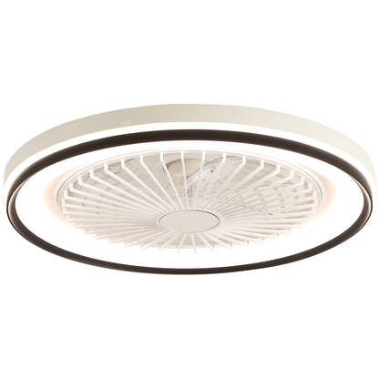 RGB Dimmable LED Bladeless Ceiling Fan With Remote Control, Flush Mount - White