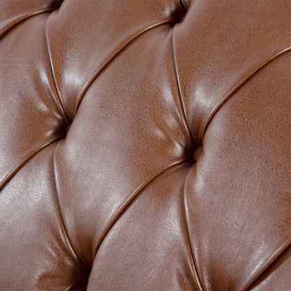Brown PU Tufted Armless Chaise Lounge with Foam Seating and Birch Legs