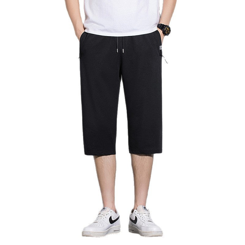 Summer New Mens Casual Ice-Silk Cropped Pants