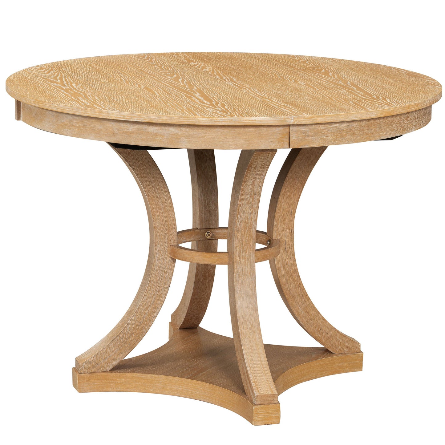 5-Piece Retro Functional Dining Table Set Extendable Round Table and 4