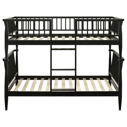 Abram Windsor Twin Over Twin Wood Bunk Bed with Ladder Black