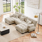 Sectional Sofa U-Shape Chenille Light Coffee 3 Seat 2 Ottomans