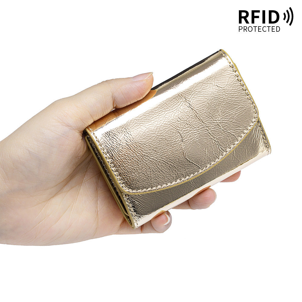 Japanese-style Short Wallet For Women Made From Top-layer Cowhide With A Premium Feel