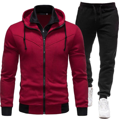 Sport-Style Patchwork Jacket And Casual Long-Sleeve Pants