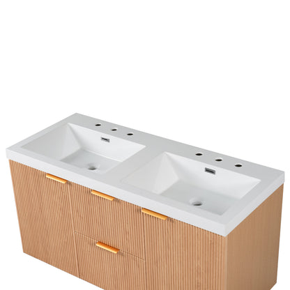 Modern 47.24 Inch Double Sink Bathroom Vanity with SMC Top, MDF Cabinet