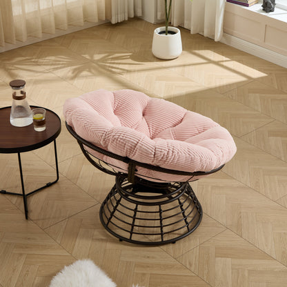 Papasan Chair Wicker Brown 360 Swivel Pink Cushion 300lb
