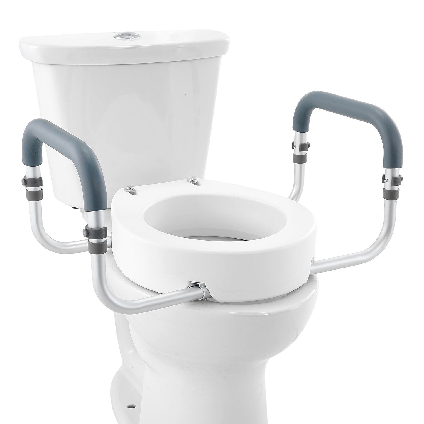 Raised Toilet Seat 3.5 In Height Aluminum Handrail EVA Padded Arms 300 LB