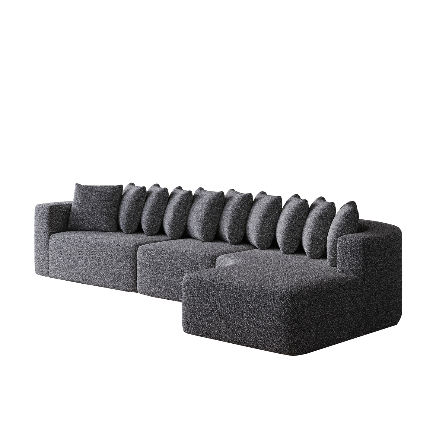 Cloud Sectional Sofa 131" Gray Chenille 3-Seat Right Chaise