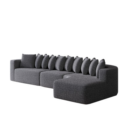 Cloud Sectional Sofa 131" Gray Chenille 3-Seat Right Chaise