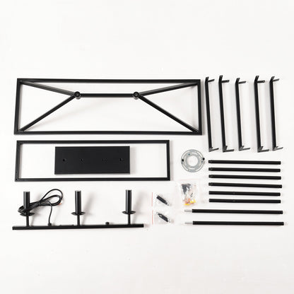 Chandelier Industrial Linear 3-Light Matte Black Metal Pendant Kitchen