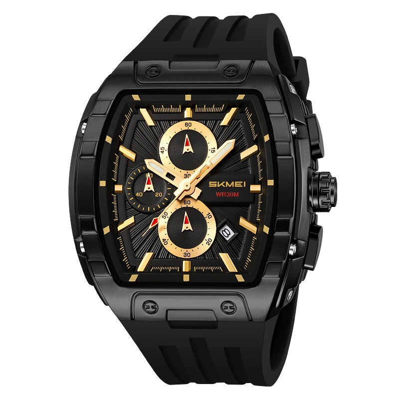 Shishi Mei Multi-function Chronograph Three-hand Watch Barrel-shaped Quartz Mens Watch