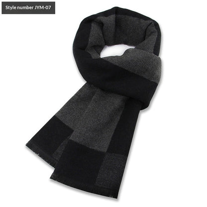 Mens Wool-Blend Plaid Scarf Winter Warmth & Extra Thickness