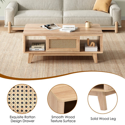 Coffee Table, Mid Century Living Room Tables with Storage, Modern Square with