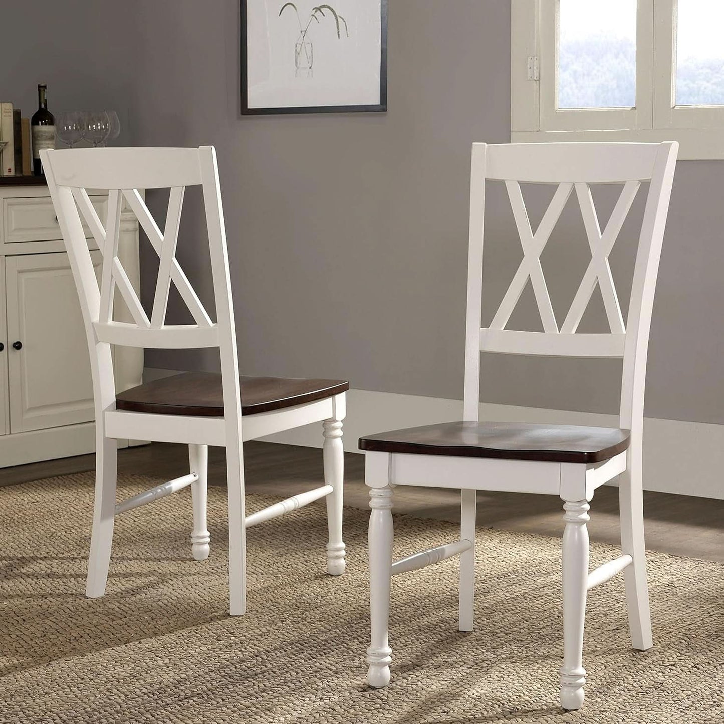 Shelby Distressed White X Back Dining Chairs Set Of 2