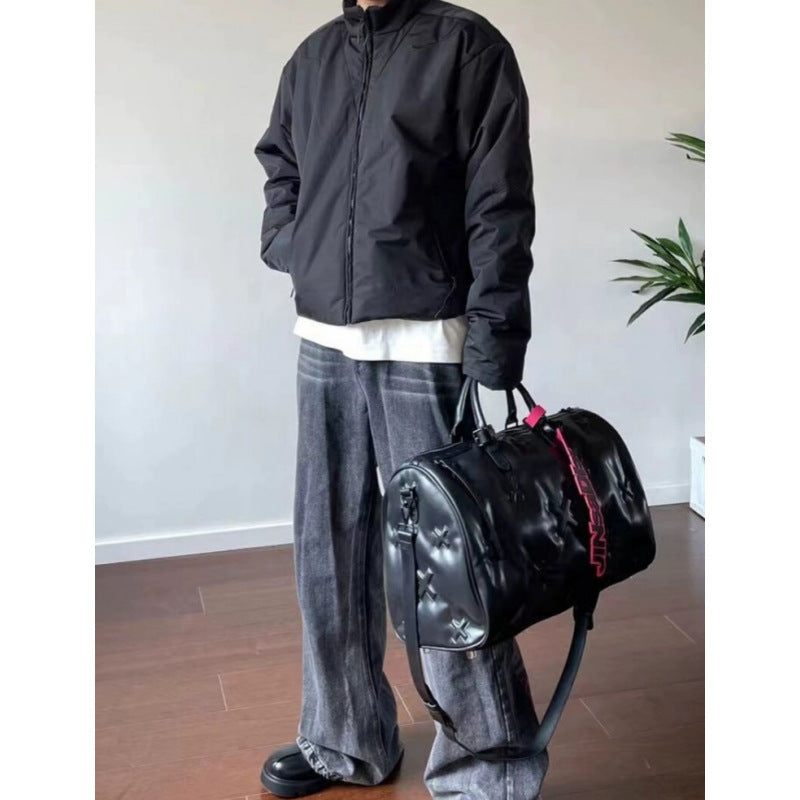 Mens Stylish American-Style Retro Stand-Collar Cotton Jacket