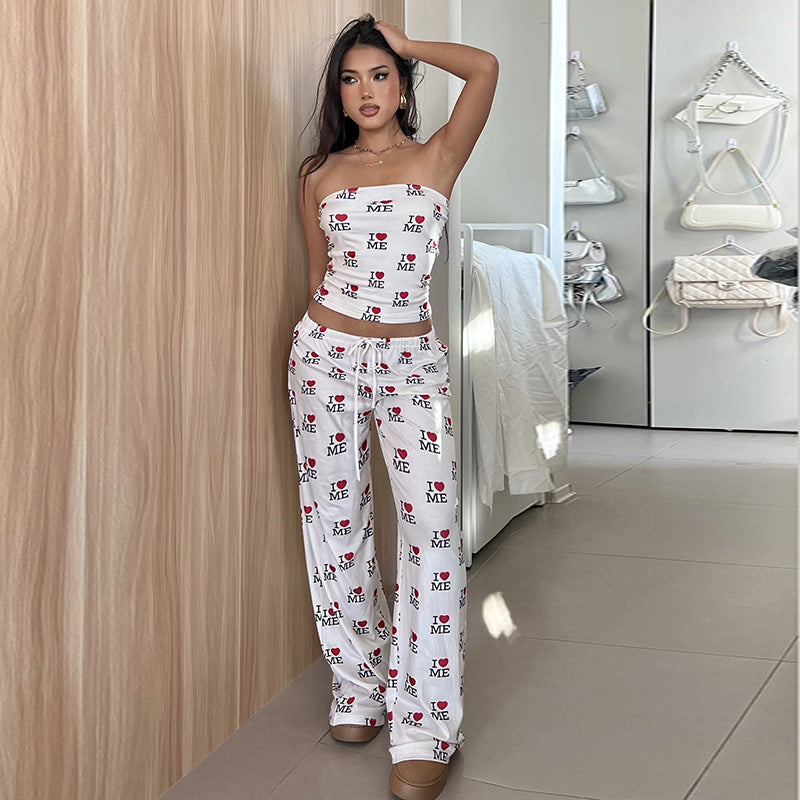 Loose-fitting Casual Pants With Printed Letters