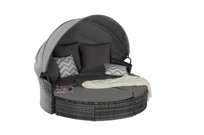 Chaise Lounge PE Rattan Canopy 380lb Capacity