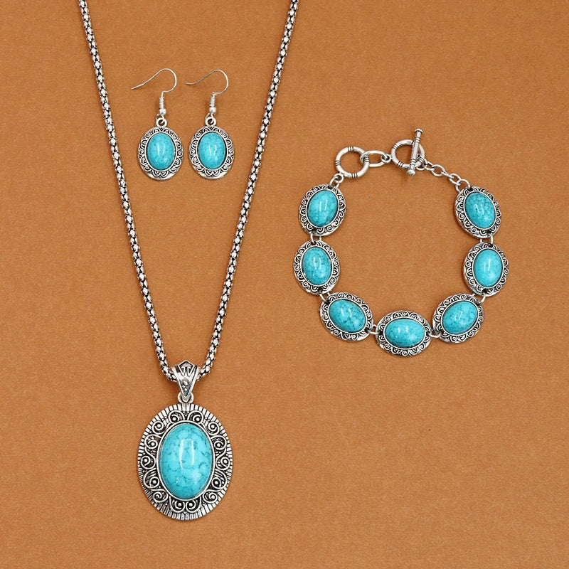European And American Ethnic Bohemian Turquoise Necklace For Women