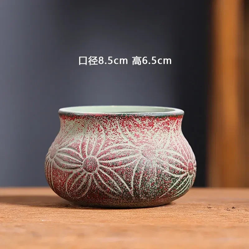 Mediterranean Red Pottery Succulent Pots – Retro Hand-Painted Ceramic