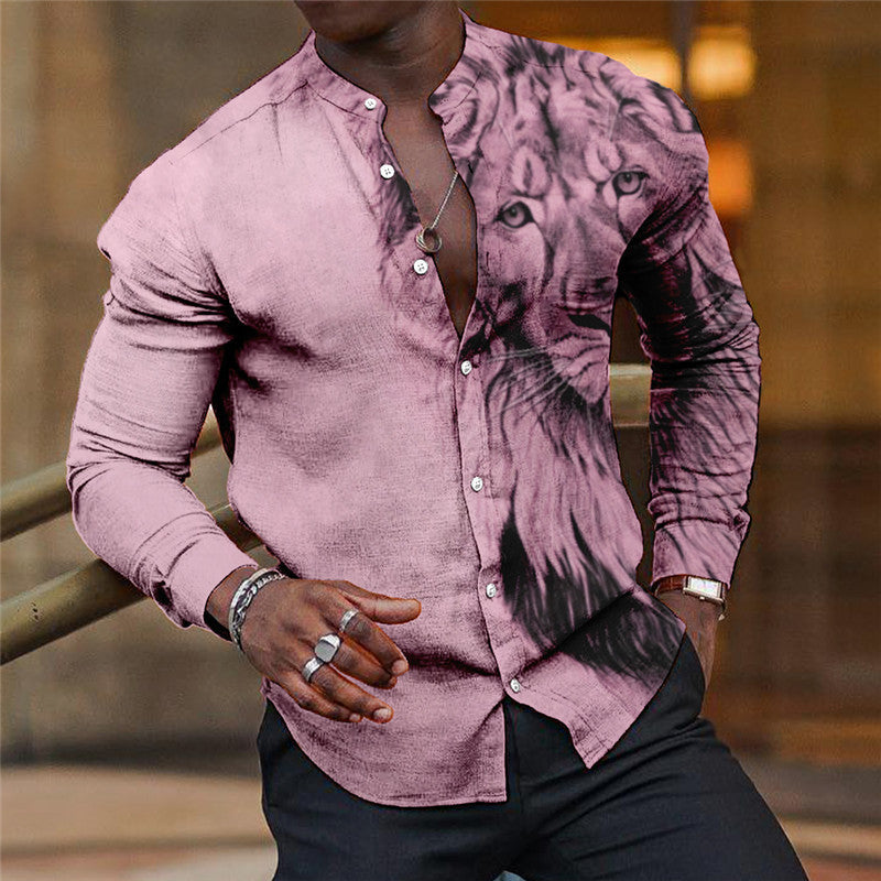 Mens Breathable Long-sleeve Printed Shirt