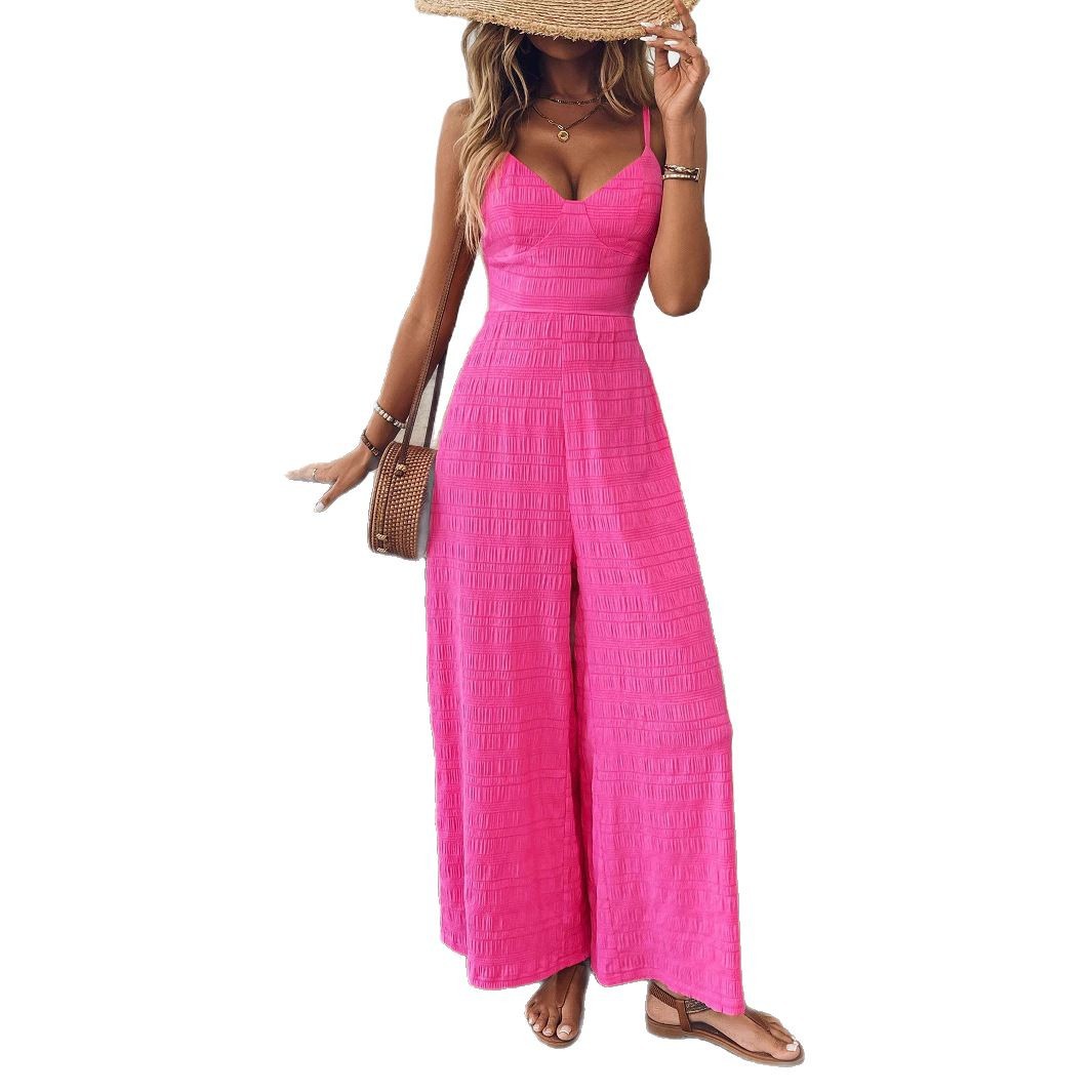 Women's Casual Loose Short Sleeved Jumpsuit