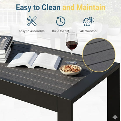Outdoor Patio Set Aluminum Black Gray 4 Piece 73in Sofa