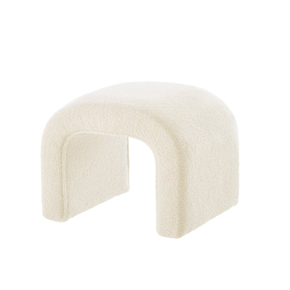 Set of 3 U-Shaped Modern Bench Teddy Ottoman, Cream, 43.5x16.5x19