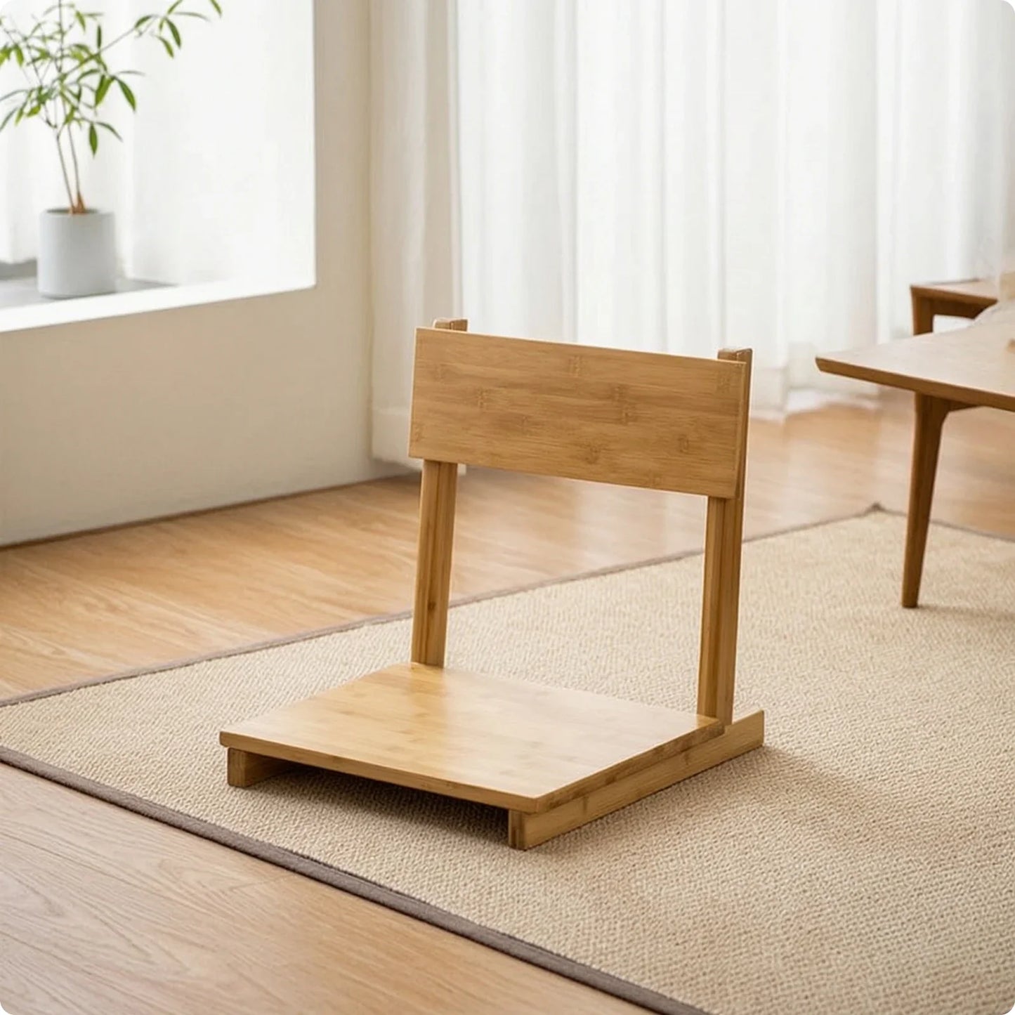 Bamboo Folding Floor Chair with Backrest – Japanese-Inspired Low-Profile Seat