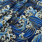 Japanese Floral Cotton Fabric, Handmade Wind-Stamped