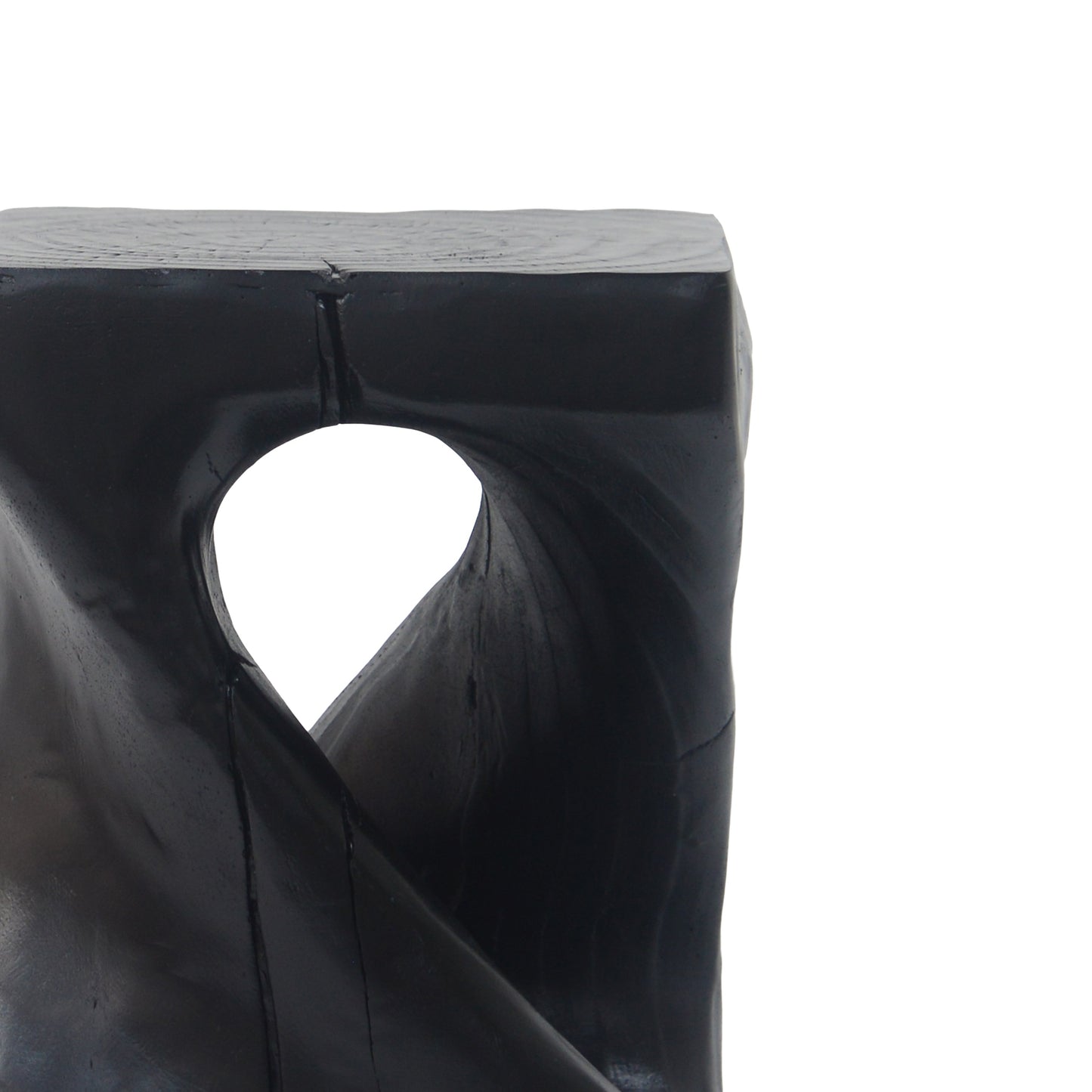 MGO Twist Shape Side Table, Wood-like Texture, Black, 11.75x11.75x16 in