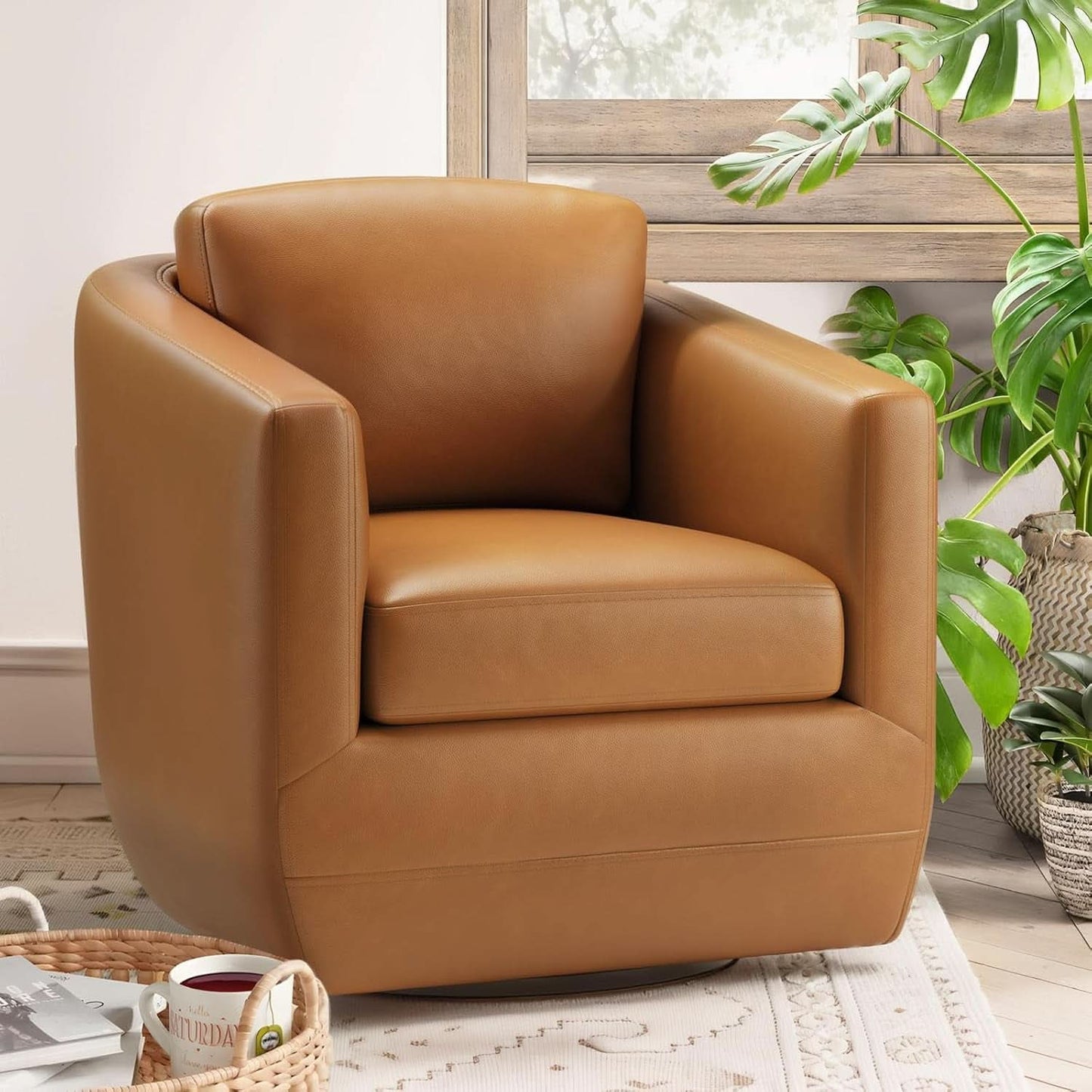 Brown 360 Degree Swivel Premium Upholstered Chairs