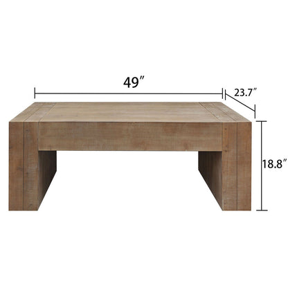 Rustic Farmhouse Coffee Table | 49" Rectangular Living Room Center Table with Distressed Wood Finish