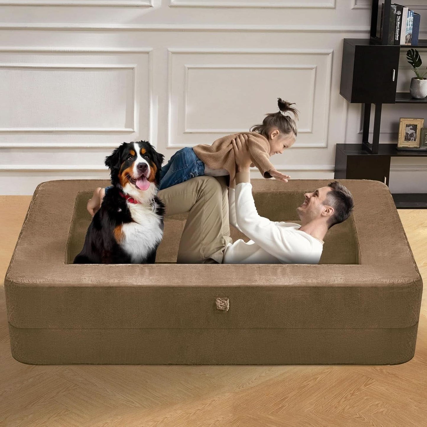 Folding Bean Bag Chair 3in1 Convertible Sofa Bed Brown