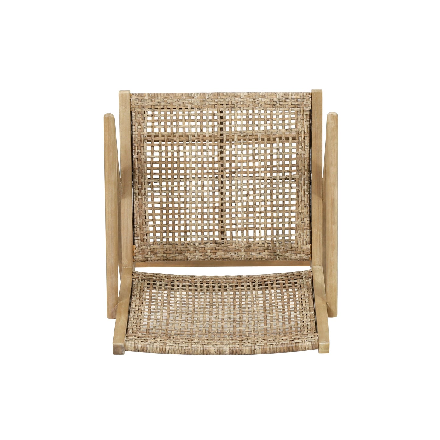 Club Chair Transitional Wicker Light Brown Acacia Frame Set of 2 24x27x28 In