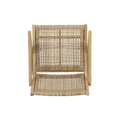 Club Chair Transitional Wicker Light Brown Acacia Frame Set of 2 24x27x28 In