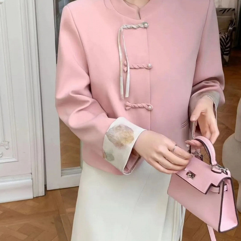 Short Womens Coat With Spring And Autumn Hanstyle Frogbutton Detailing