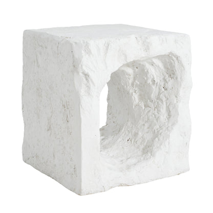 Outdoor Side Table Square MGO White Cave Texture 16.5x17.85in