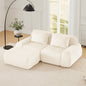Sectional loveseat L-Shape Flannelette Cream 2 Seat with Ottoman 82 In