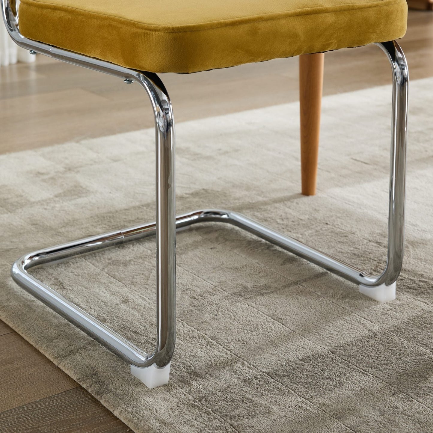 Mid Century Modern Dining Chairs Set of 2, Velvet Accent Chairs with Natural
