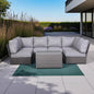 Outdoor Sectional Set HDPE Wicker Aluminum Gray Reversible 4 Person