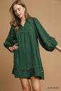 Umgee Textured Babydoll Dress with Leopard Trim