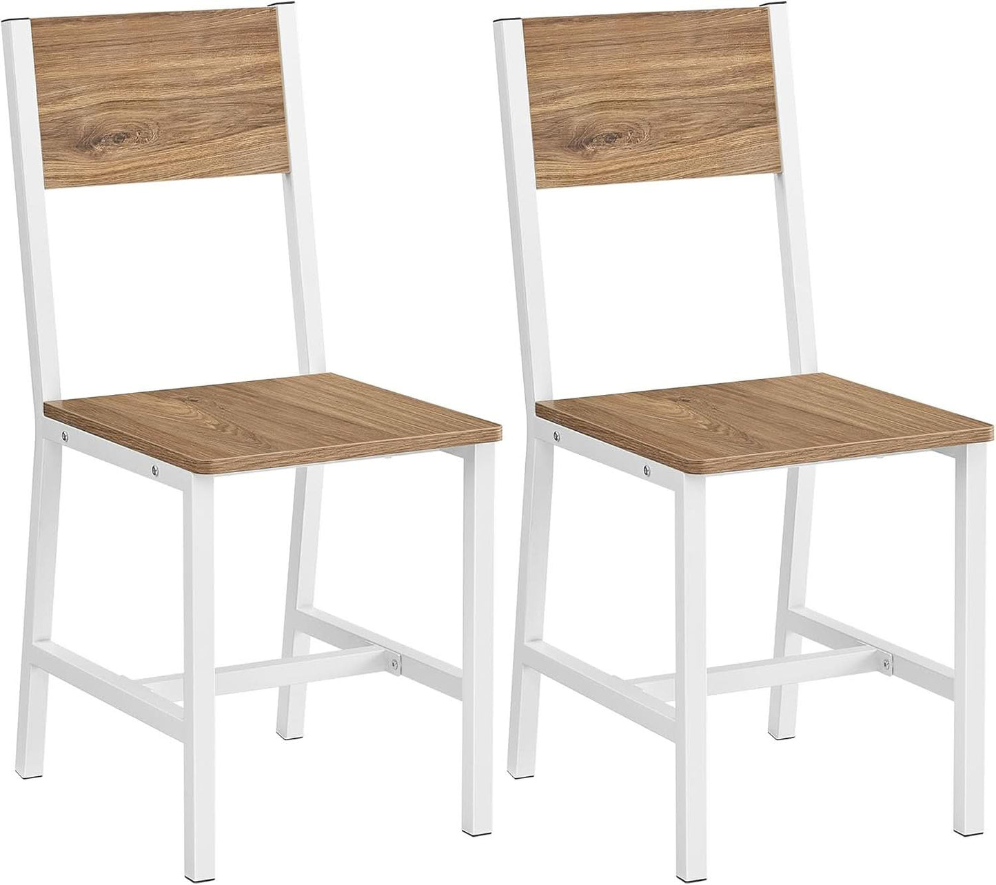 Dining Chair Set Of 2 Rustic Wood With Metal Frame