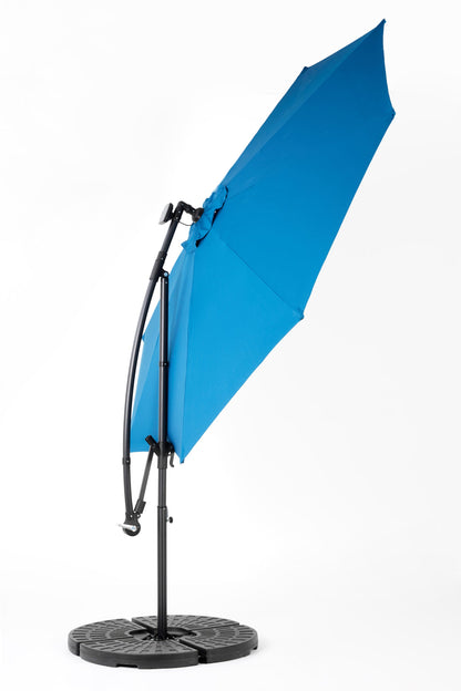 10ft Solar LED Offset Hanging Market Patio Umbrella  ( Dark blue)(No Base)