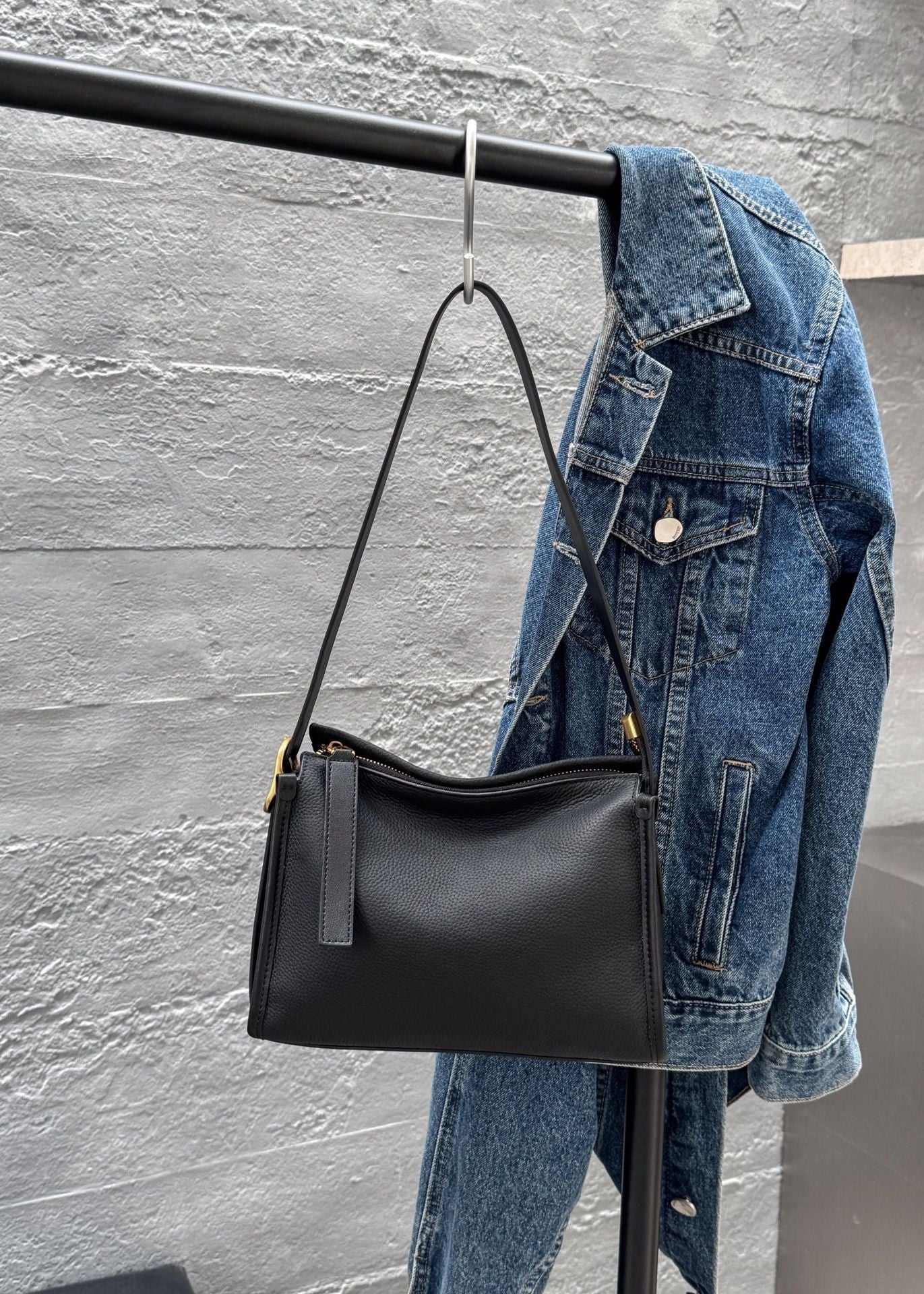 Baidie Leather Women's Bags Cross-Border Customizable First-Layer Cowhide Shoulder Bag Commuter Underarm Bag Large Capacity Crossbody Bag
