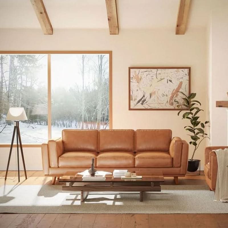 Valencia Artisan 88 Inch Full Leather Sofa Cognac Tan